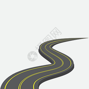 动画街道素材3d 插图 在有黄色标志的公路上 黄标记逐渐缩小到距离设计图片