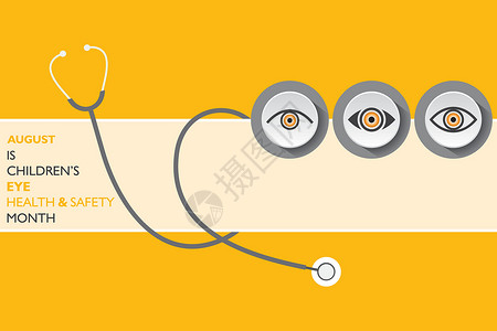 8月的  儿童眼健康与安全月  活动视网膜横幅孩子全世界测试国家关心眼睛学校海报背景图片