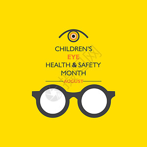 8月的  儿童眼健康与安全月  活动眼睛测试国家横幅疾病关心视网膜学校插图孩子们背景图片
