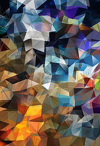 多边形摘要几何钻石横幅数字三角形梯度马赛克艺术彩虹插图背景图片