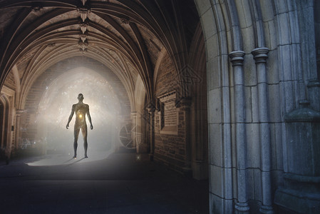 来自别的世界的使者隧道旅行宇宙入口黑暗走廊天堂古董光环星系城堡高清图片素材