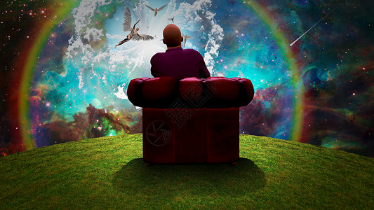 彩虹流星观察众天神精神戏剧椅子情感场地上帝彗星彩虹3d自由背景
