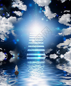 通往天堂的阶梯入口灵魂小路精神旅行信仰天空上帝死亡宗教船高清图片素材