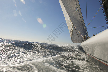 海上游艇运动活动天空大海地平线海洋航海帆船休闲运输背景图片