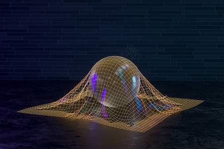 金网格中的透明泡沫 3D造型展示肥皂魔术师召唤球体风景气泡奢华地面彩虹背景图片