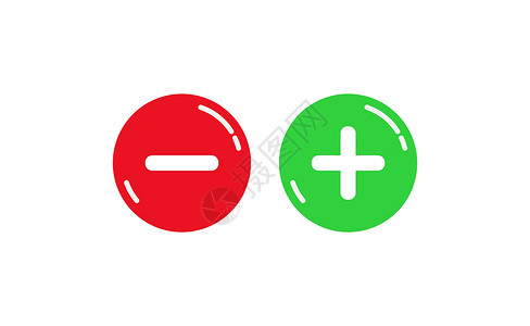 渐变绿色按钮红色和绿色圆形按钮 带有增减符号设计图片