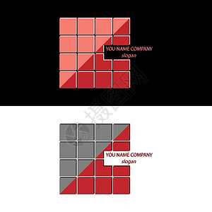 公司徽标 许多平方形大面积分割的对角广场背景图片