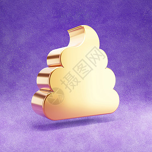 紫外线天鹅绒背景上的金光滑的纸条符号抛光橙子光泽度3d插图社会黄色金子图标紫色背景图片