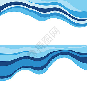 抽象水波设计背景商业蓝色艺术波浪横幅流动曲线液体插图运动海高清图片素材