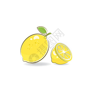 柠檬标识新鲜柠檬图标矢量说明插图收藏热带饮食叶子果汁标识香橼食物种子插画