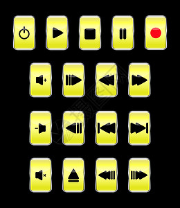 一组矩形垂直垂直黄色媒体控控按键高清图片