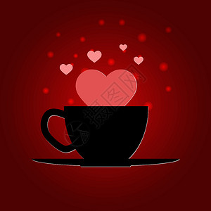 浪漫关系的概念概念 一杯咖啡和心的杯子背景图片