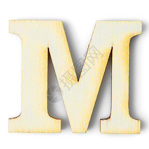 带阴影 M 的木制字母背景图片