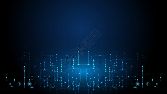高科技数字数据连接系统芯片互联网电子产品工程电子木板蓝色母板插图硬件技术的高清图片素材
