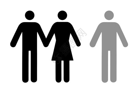 偶数和单图标平面概念黑色寂寞灵魂伙伴双胞胎伴侣离婚婚姻夫妻背景图片
