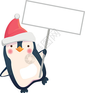 企鹅持有标志牌折扣销售空白广告牌木板背景图片