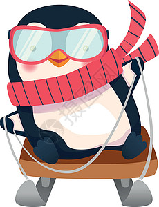 雪橇上的企鹅卡通片婴儿动物背景图片