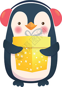 有礼物的企鹅展示婴儿卡通片背景图片