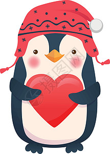 有心脏的企鹅婴儿卡通片背景图片