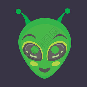 外星头  可爱飞碟外星人火星表情绿色黑色动物矢量符号背景图片