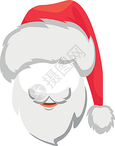 圣诞老人帽子和胡子面具插图胡须背景图片
