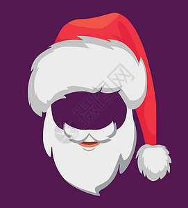 圣诞老人帽子和胡子面具胡须插图背景图片