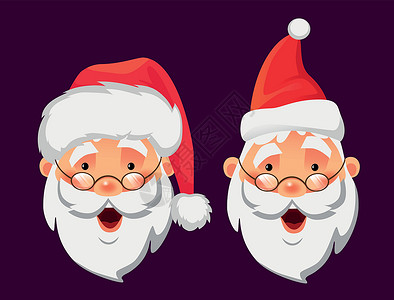 圣诞老人头微笑帽子插图快乐图标背景图片