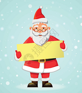 持有海报的圣诞老人眼镜父亲白色手套情感帽子缺口广告胡须红色背景图片