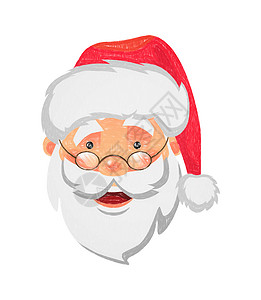 圣诞老人图标帽子绘画插图微笑快乐背景图片