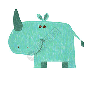 手绘犀牛动物组犀牛野生动物插图荒野手绘哺乳动物动物群绘画孩子喇叭背景