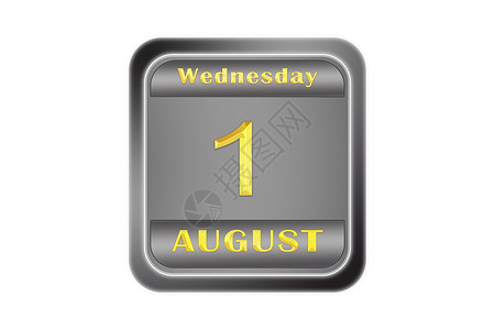 8月1日 星期三 在金属栓塞板上盖金 日期 8月1日背景