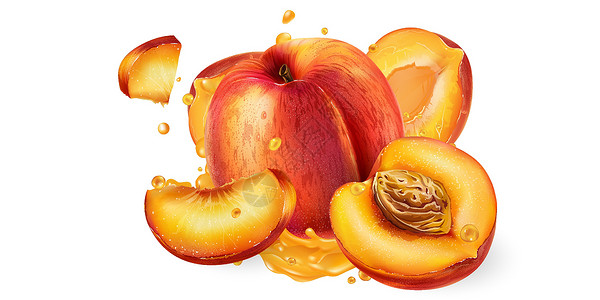 新鲜桃子新鲜的桃子和果汁味道咖啡店食物厨房饮食液体健康维生素广告营养设计图片