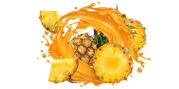 可口菠萝将菠萝切成果汁酱健康营养热带食物美食食谱广告饮食菜单厨房设计图片