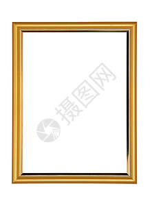 一个孤立的白色背面的古董木板和金色相框橙子框架镜子装饰品正方形摄影装饰博物馆风格相片背景图片