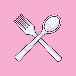 勺子插图酒店午餐餐具白色餐厅银器用具食物菜单背景图片