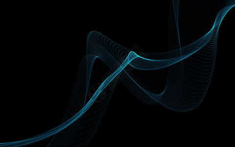 蓝色线条框架带有发光抽象波的深色抽象背景框架曲线线条运动黑色绘画网络窗饰造型墙纸背景