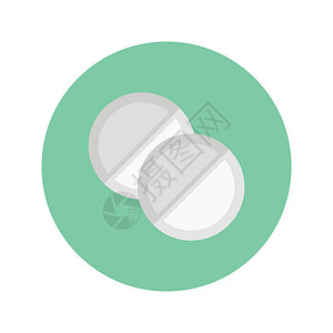 圆形药片平板白色图标疼痛按钮药片药物药瓶药丸影像网站插画