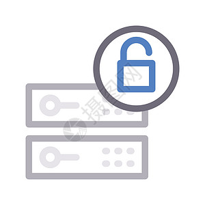 网络数据安全服务器挂锁标识硬件电脑贮存插图数据安全数据库网络插画