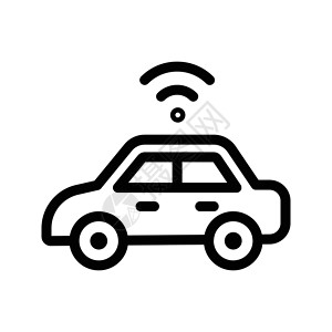 汽车技术互联网的信号车辆生态汽车无人驾驶信号驾驶雷达人工智能技术传感器安全插画