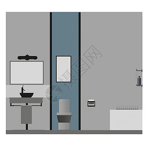 厕所装饰简单的厕所室内 前视 浴室公寓风格 矢量插图插画
