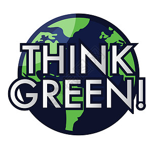 以“绿色思考”的字眼来说明行星地球背景图片