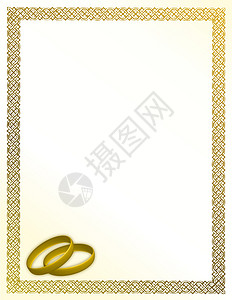 白结婚卡 有爱戒指和金色的登板背景图片
