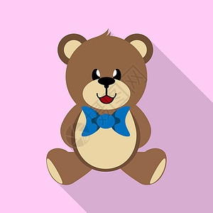 泰迪熊玩具 用蓝弓 简单图像 长影子背景图片