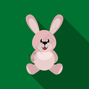 Plush 玩具兔 简单图像 长阴影插图野兔手绘卡通片玩具动物动物群礼物动画背景图片