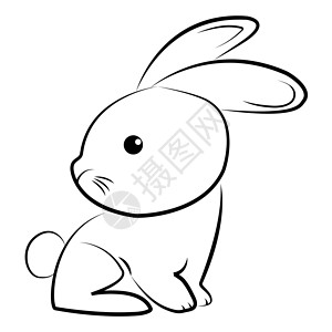 动物们漫画兔子的简单轮廓图背景图片