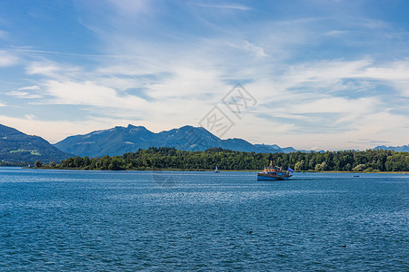 海伦基姆湖阿尔卑斯山蓝色的高清图片