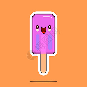 Kawaii 冰淇淋角色可爱的脸像图标背景图片
