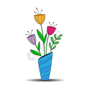带花束的花团 彩色画组设计设计图片