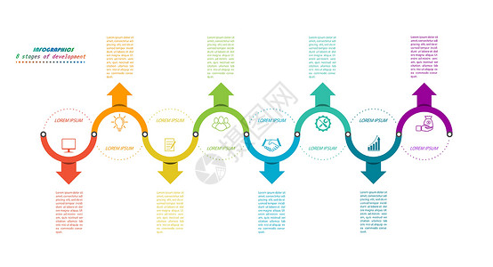 八叶兰信息图 八阶段矢量模板 供网页编辑商业库存顺序草图空白概念金融命令绘画动力学设计图片