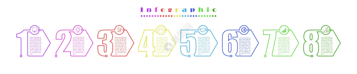 八纵八横信息图 矢量模板八阶段 网页设计设计图片